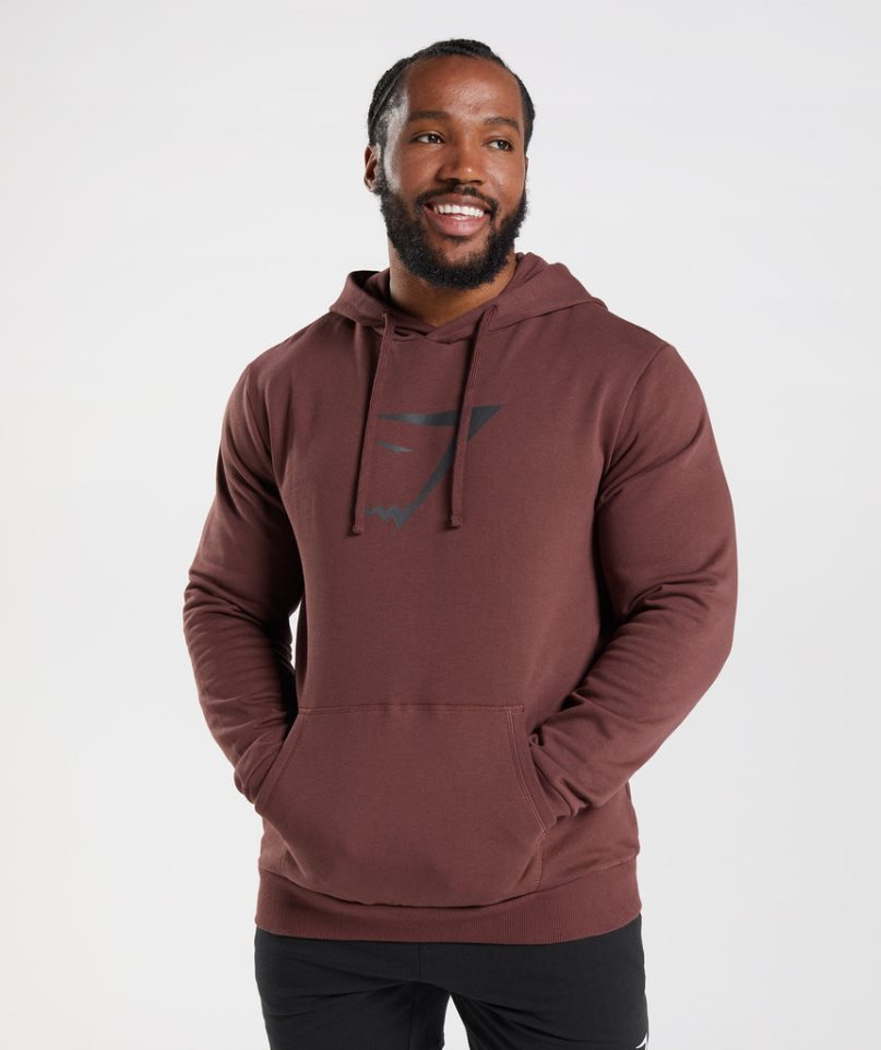 Men\'s Gymshark Sharkhead Infill Hoodie Brown | NZ 3UJISC